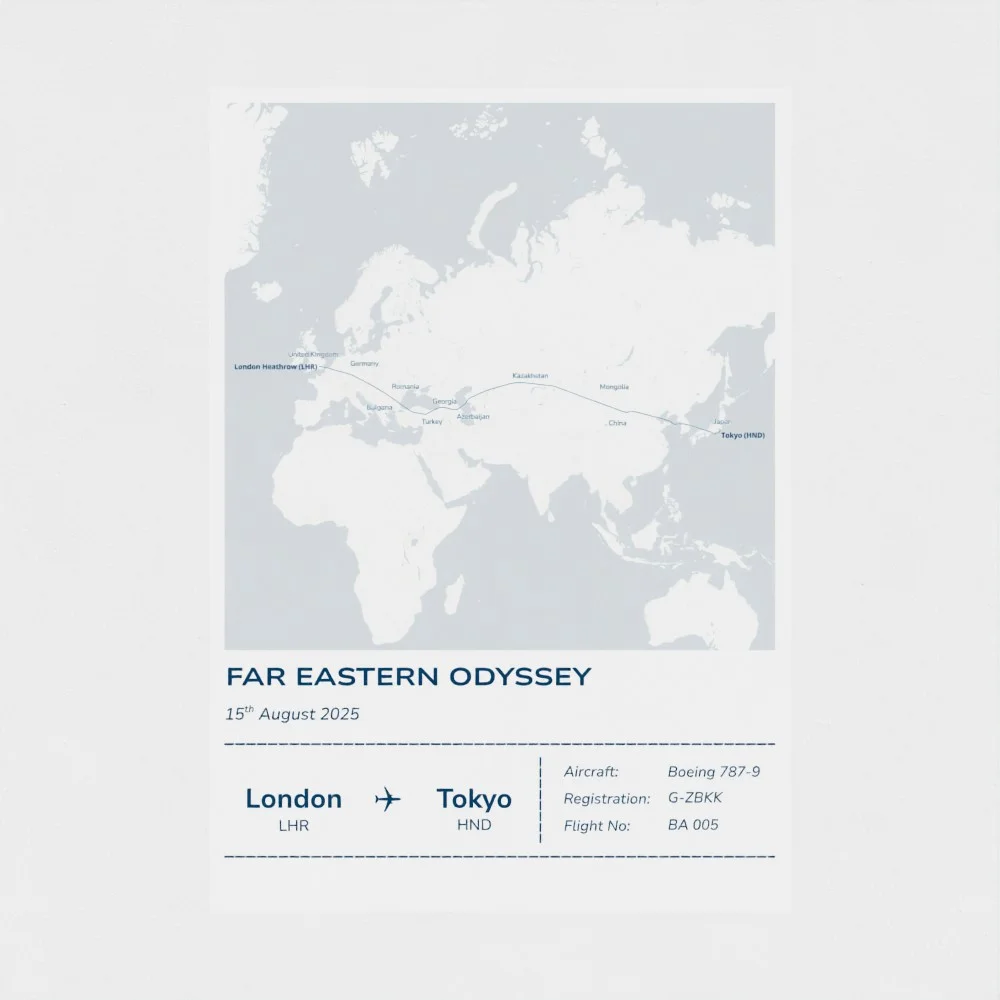 Large unframed Stories Mapped flight path print example