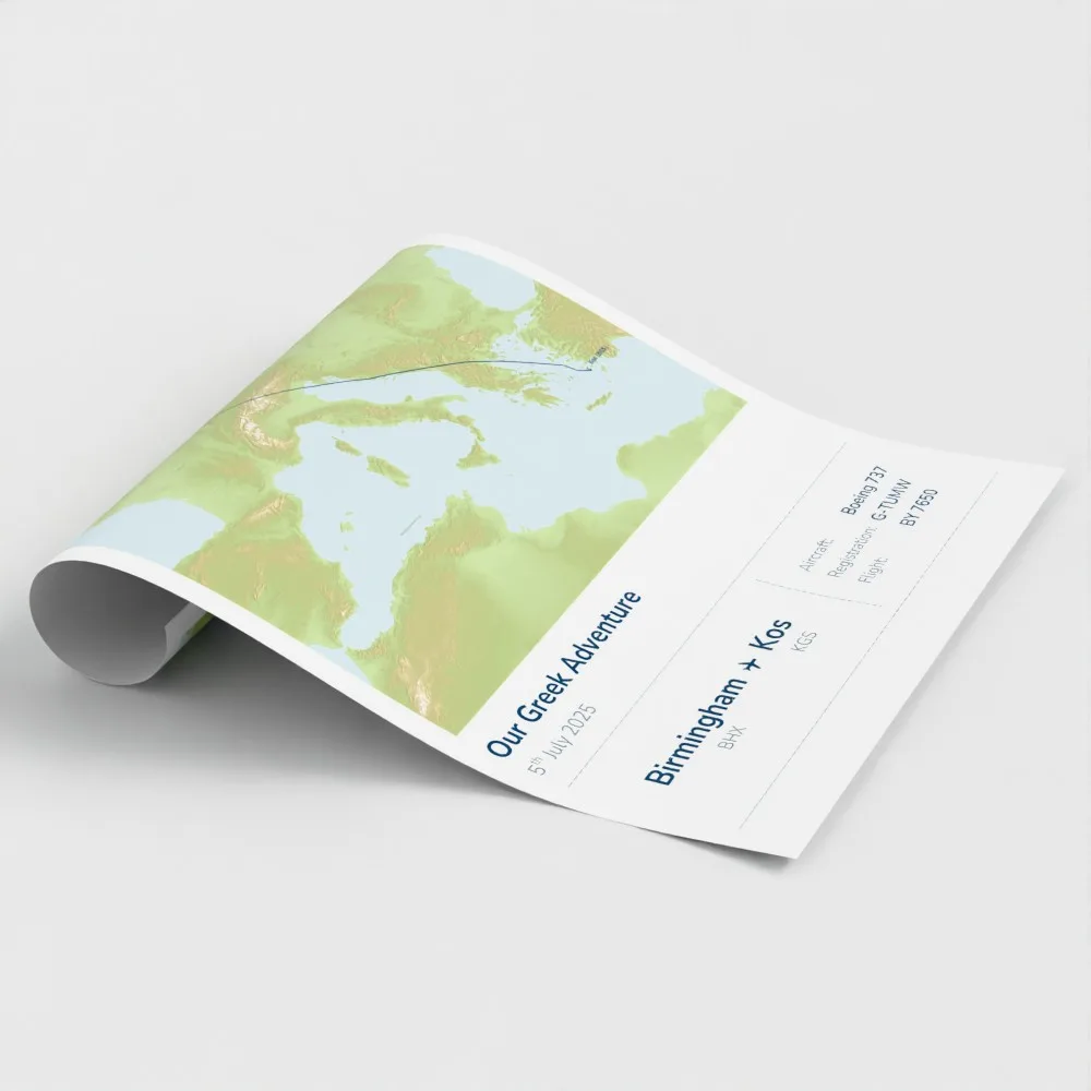 An unframed Stories Mapped print rolled for delivery